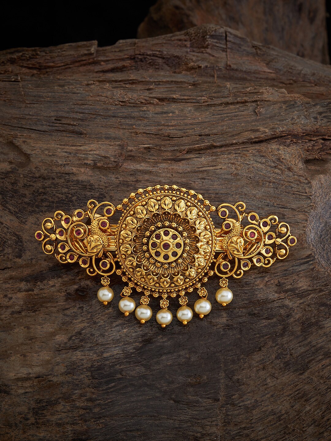 

Kushal's Fashion Jewellery Women Embellished French Barrette, Gold