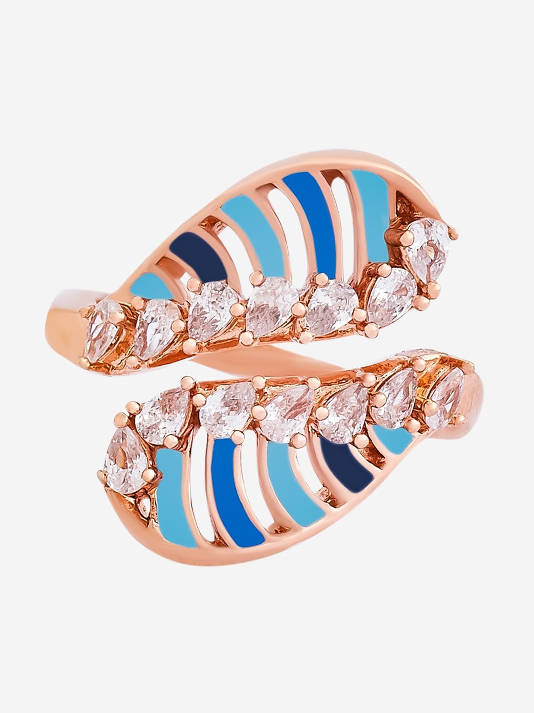 

Kushal's Fashion Jewellery Rose Gold-Plated Cubic Zirconia Studded Floral Finger Ring