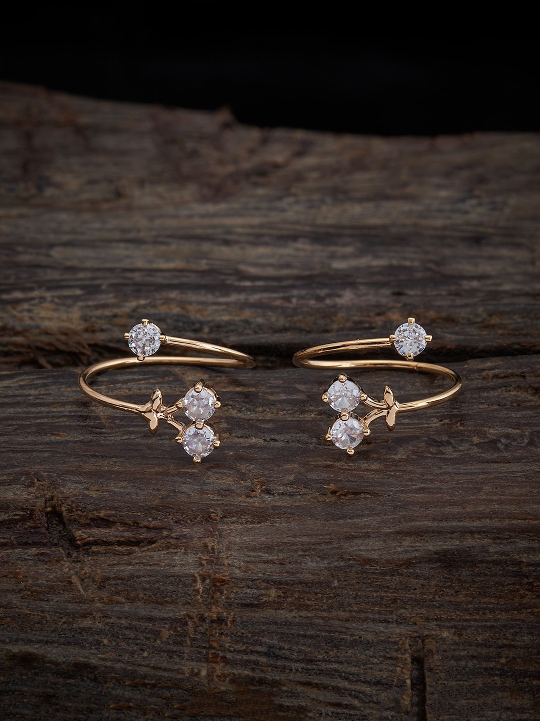 

Kushal's Fashion Jewellery Set of 2 Gold-Plated Cubic Zirconia Studded Toe Rings