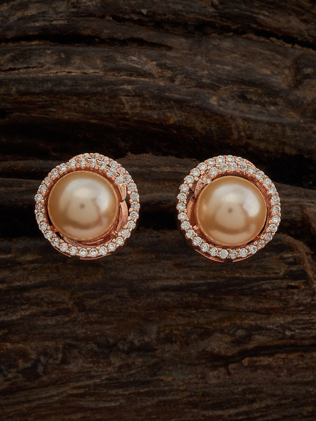 

Kushal's Fashion Jewellery Rose Gold-Plated Zircon Studded Contemporary Studs Earrings, White