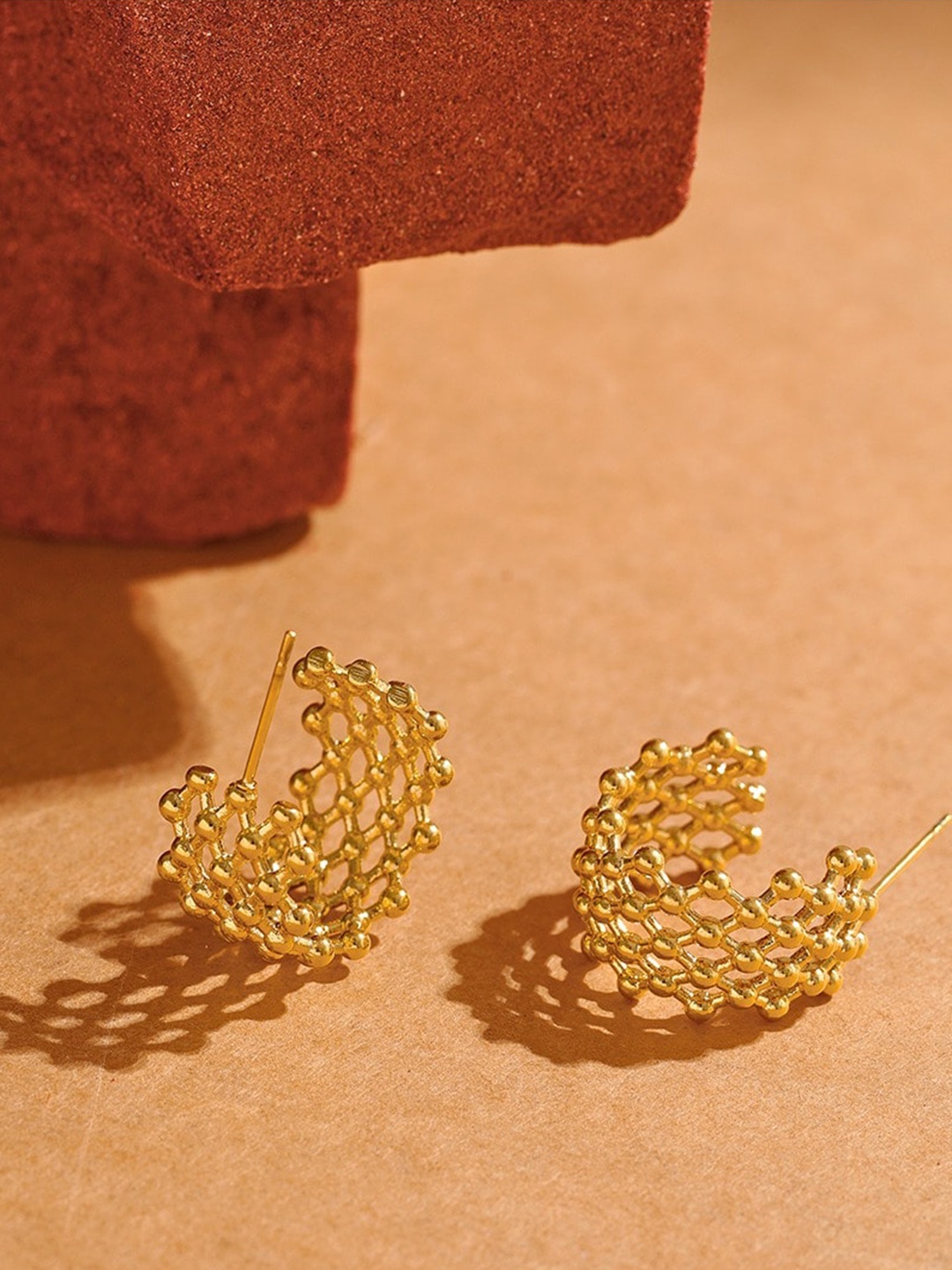 

VIEN Gold-Plated Contemporary Half Hoop Earrings