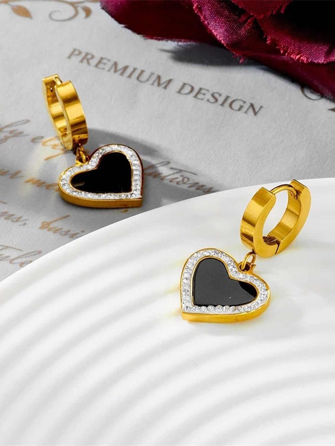 

VIEN Gold-Plated Stainless Steel Contemporary Drop Earrings