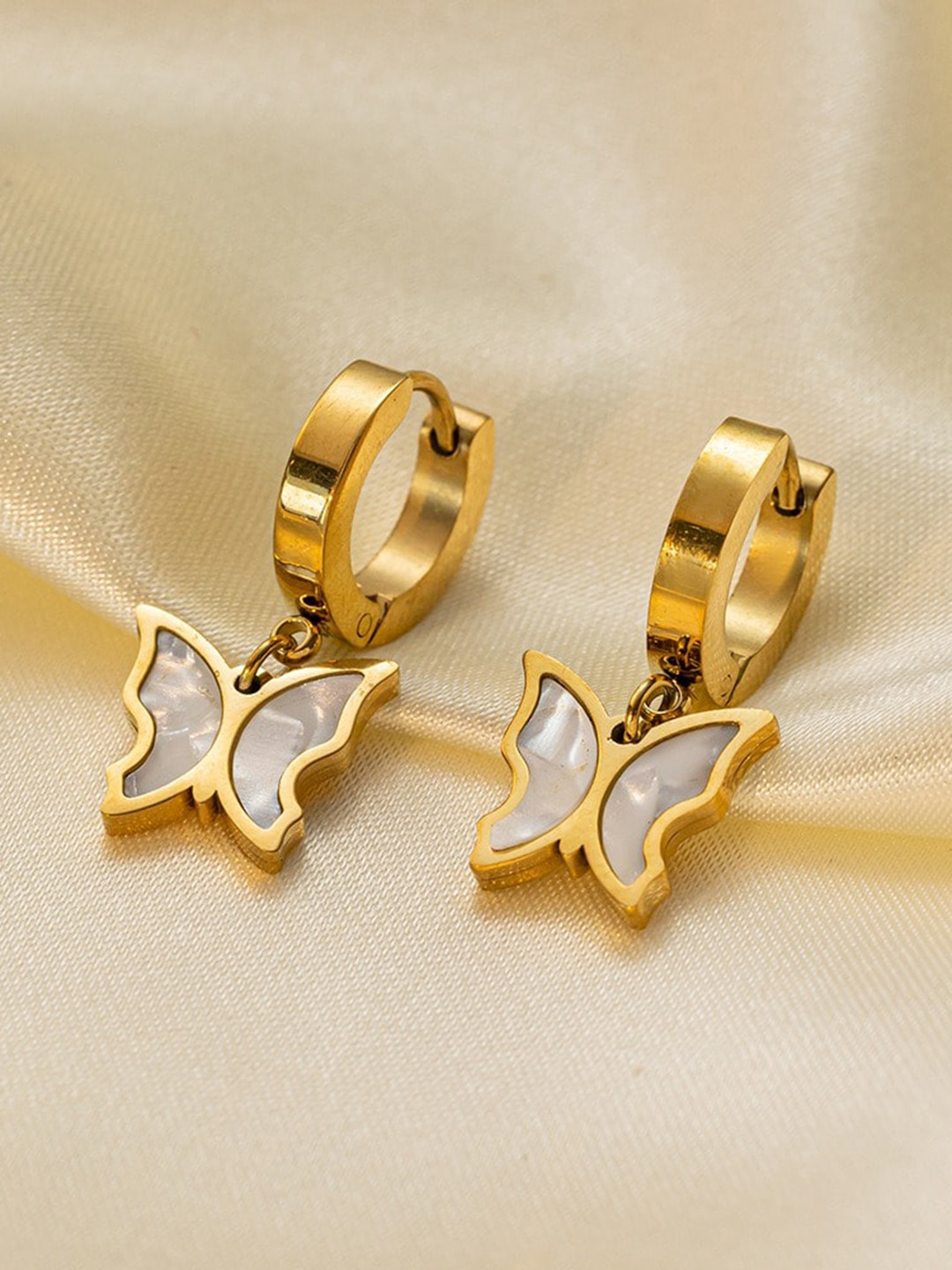 

VIEN Gold-Plated Stainless Steel Contemporary Drop Earrings