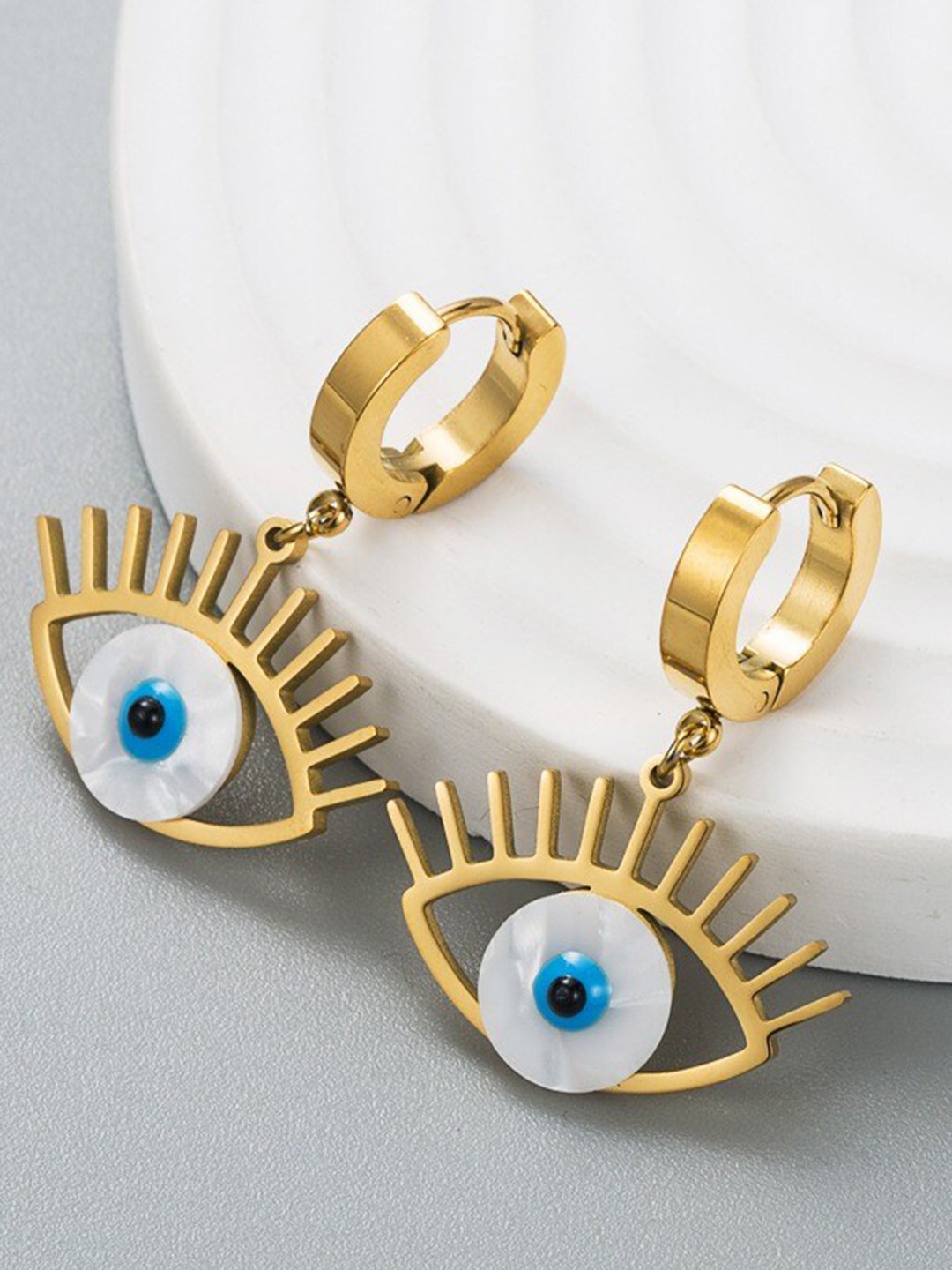 

VIEN Gold Plated Evil Eye Hoop Earrings