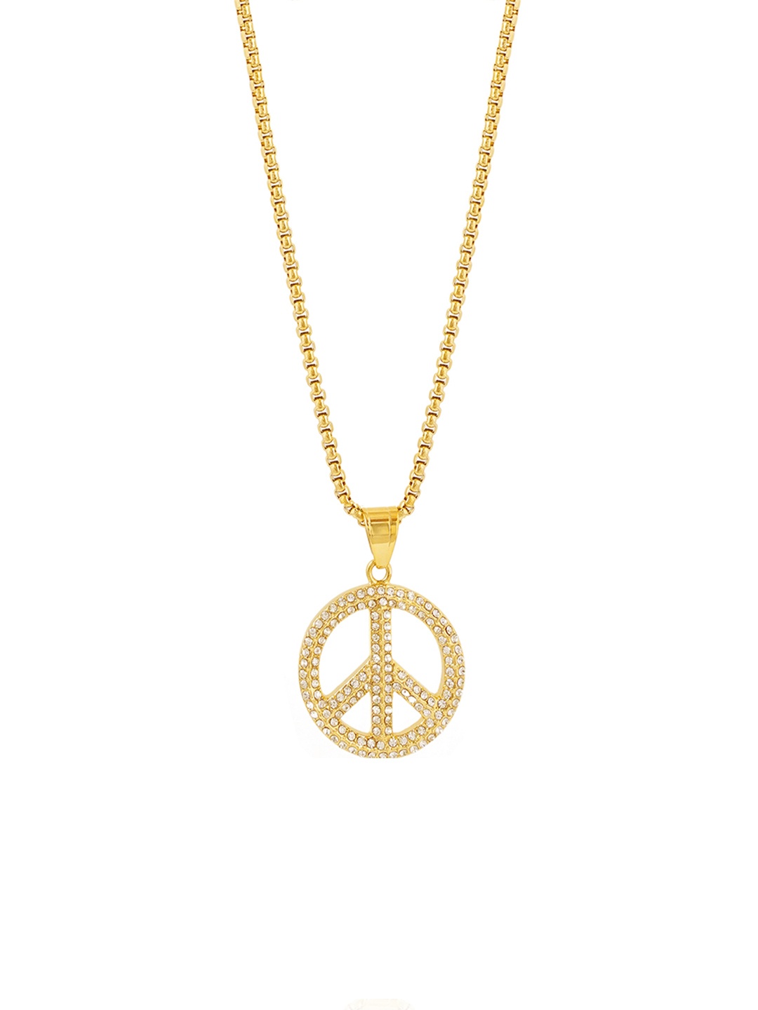

SWASHAA 18K Gold-Plated Stone-Studded Stainless Steel Pendant & Chain