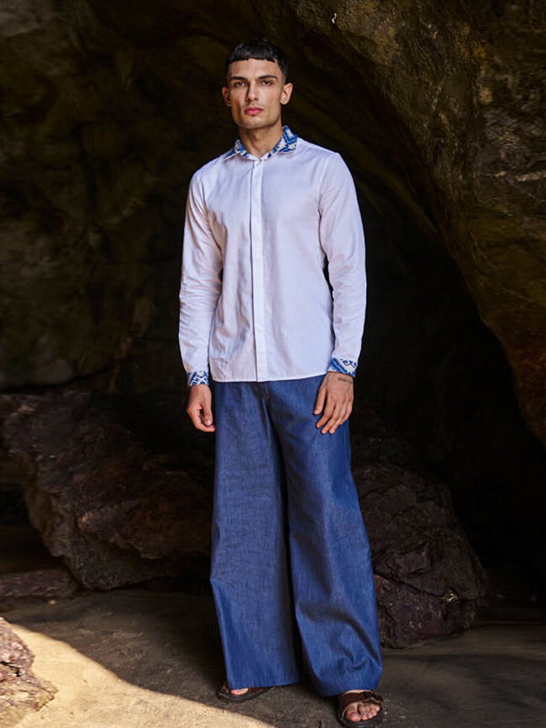 

Dash and Dot Relaxed Organic Cotton Casual Shirt, White