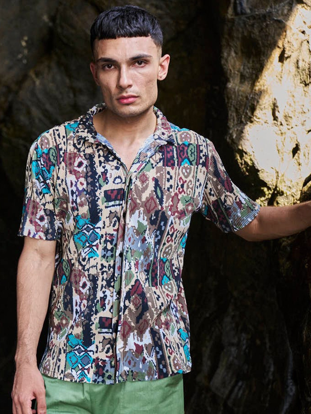 

Dash and Dot Relaxed Abstract Printed Casual Shirt, Blue