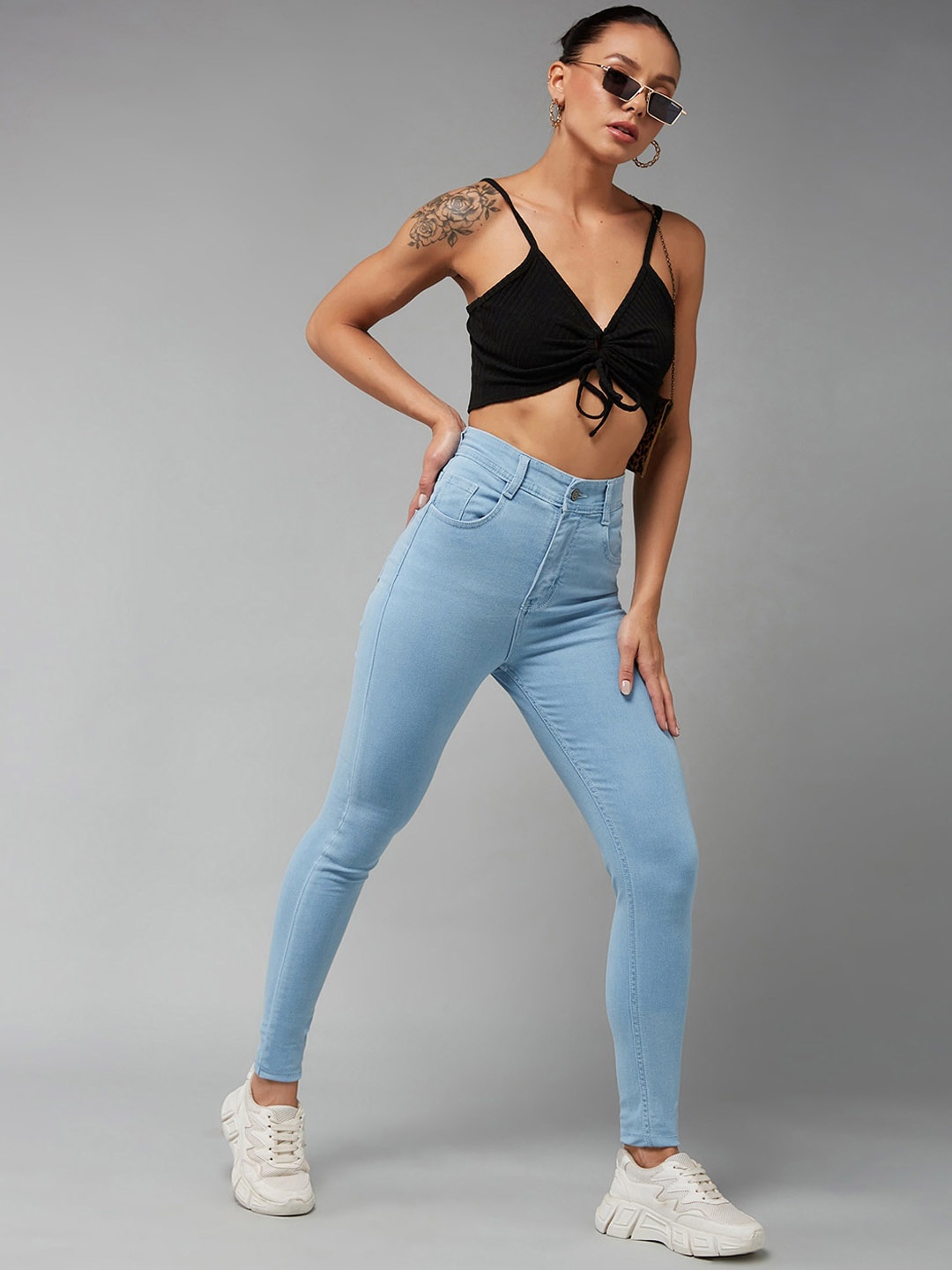 

DOLCE CRUDO Women Blue Skinny Fit Clean Look High-Rise Stretchable Jeans