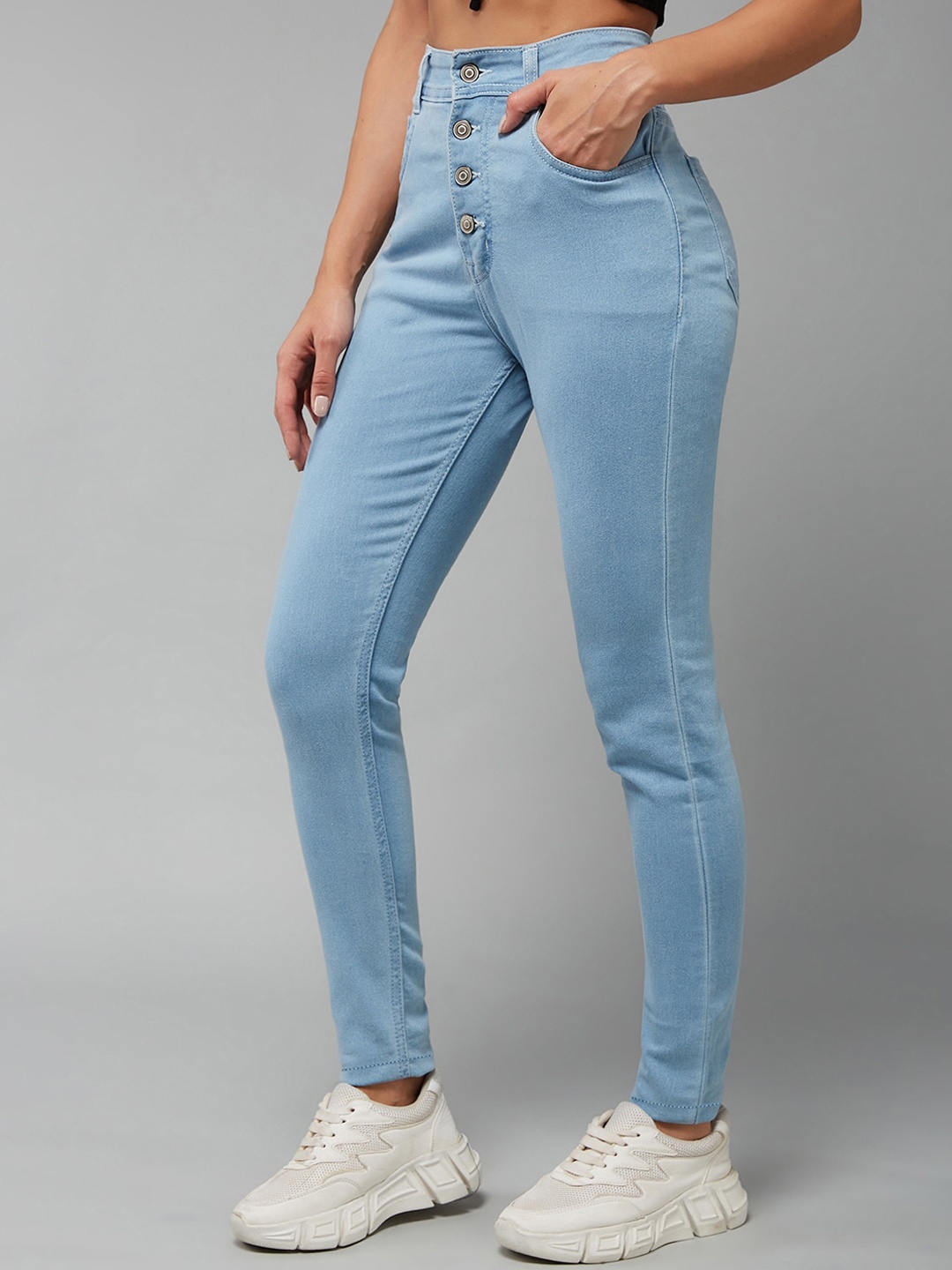 

DOLCE CRUDO Women Blue Skinny Fit High-Rise Stretchable Jeans