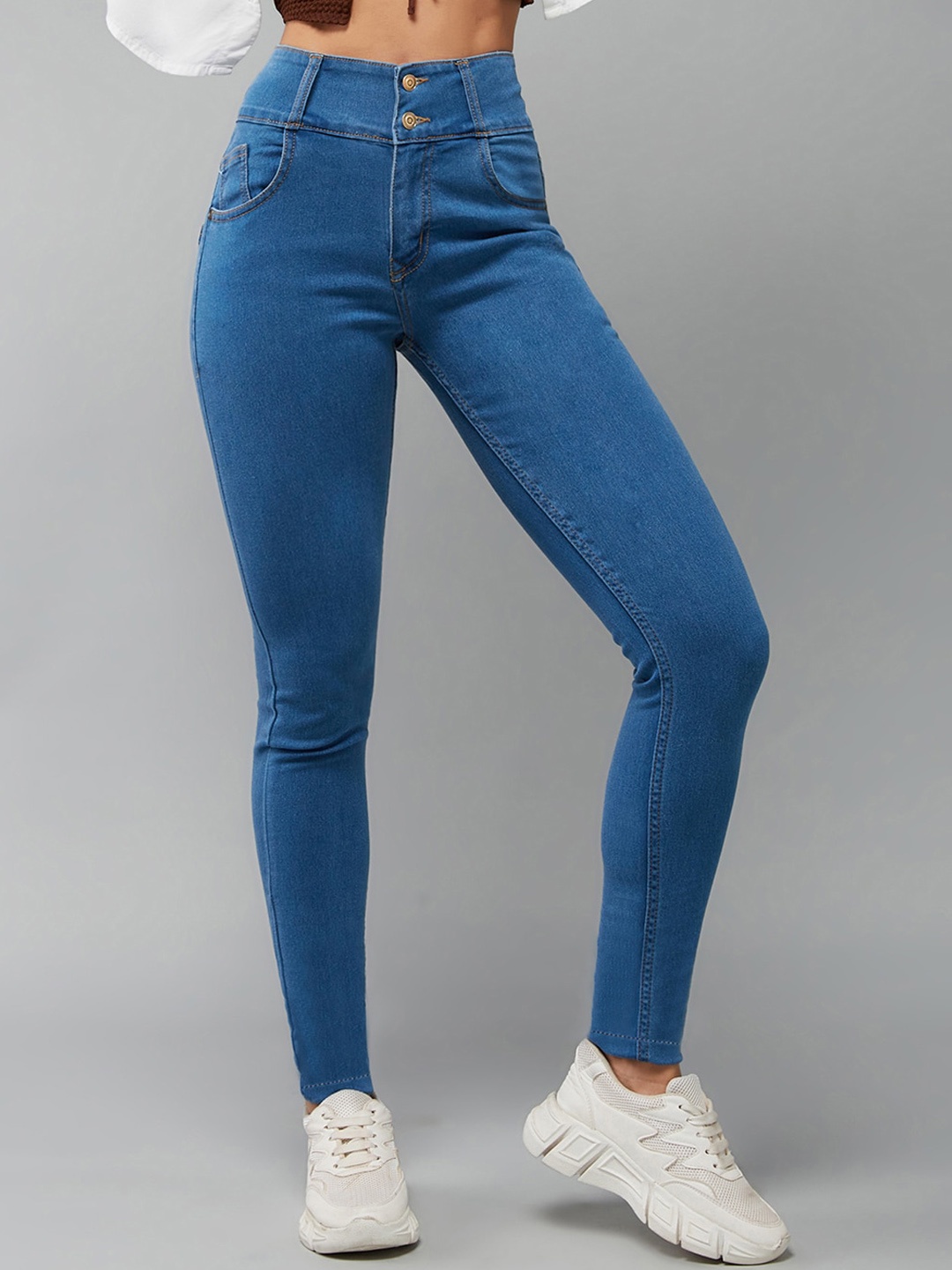 

DOLCE CRUDO Women Blue Skinny Fit High-Rise Clean Look Stretchable Jeans