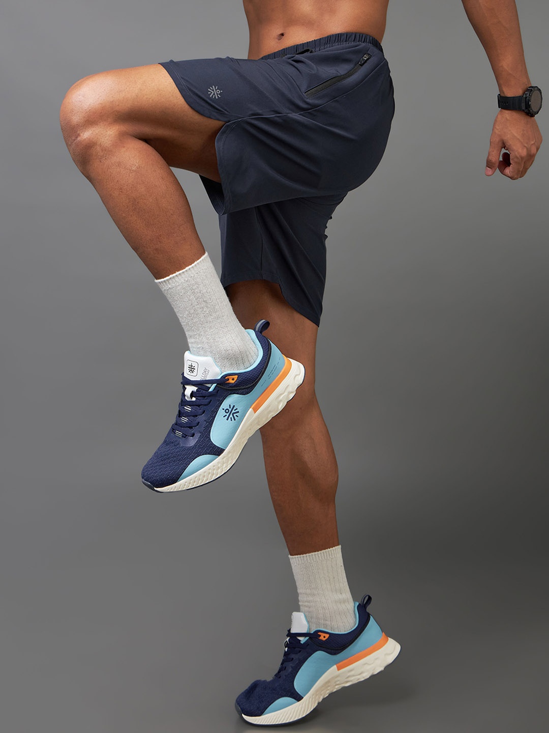 CULT Men Mid-Rise Sports Shorts, Navy blue