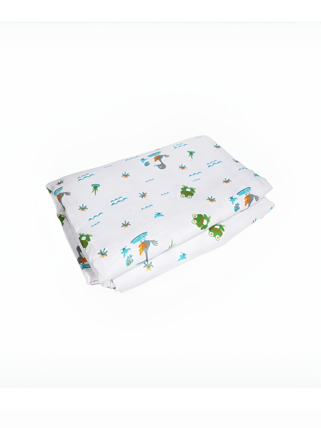 

PINKBUNNY White & Green Cartoon Characters Mild Winter 400 GSM Single Bed Blanket