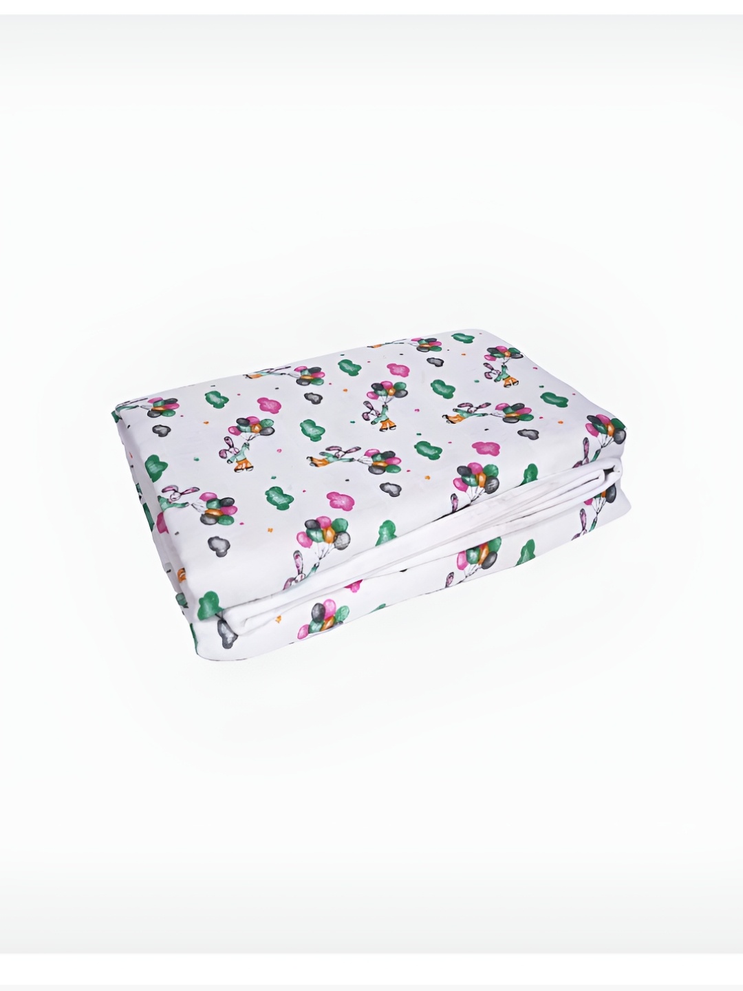 

PINKBUNNY White & Green Cartoon Characters Mild Winter 400 GSM Single Bed Blanket