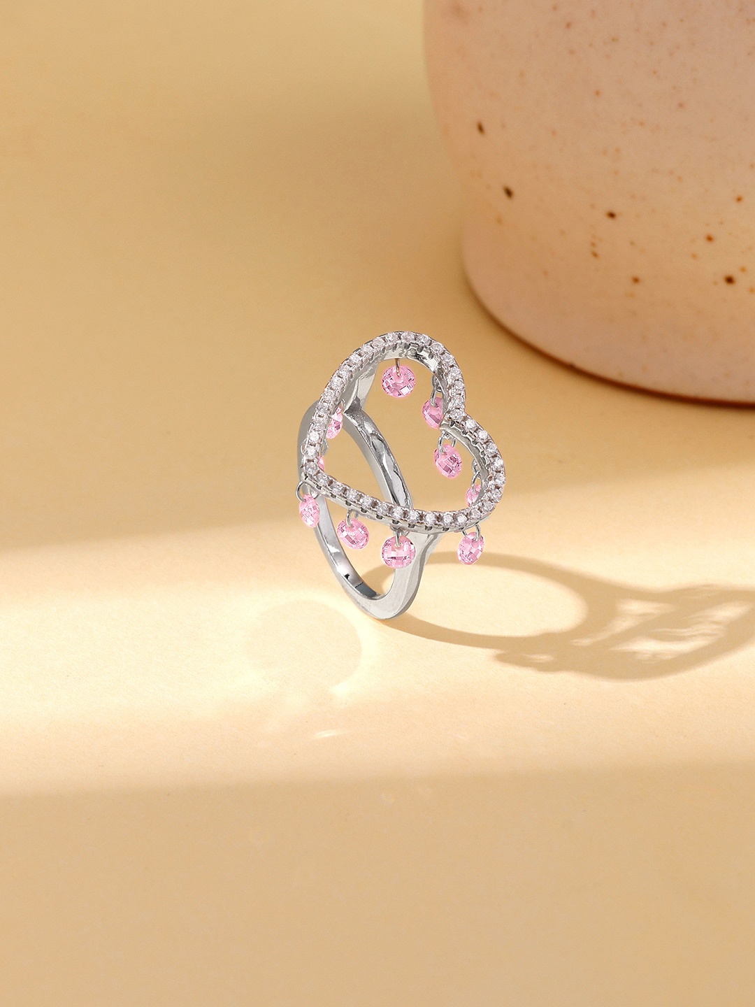 

GIVA 925 Silver Rhodium-Plated Stones Studded Finger Ring