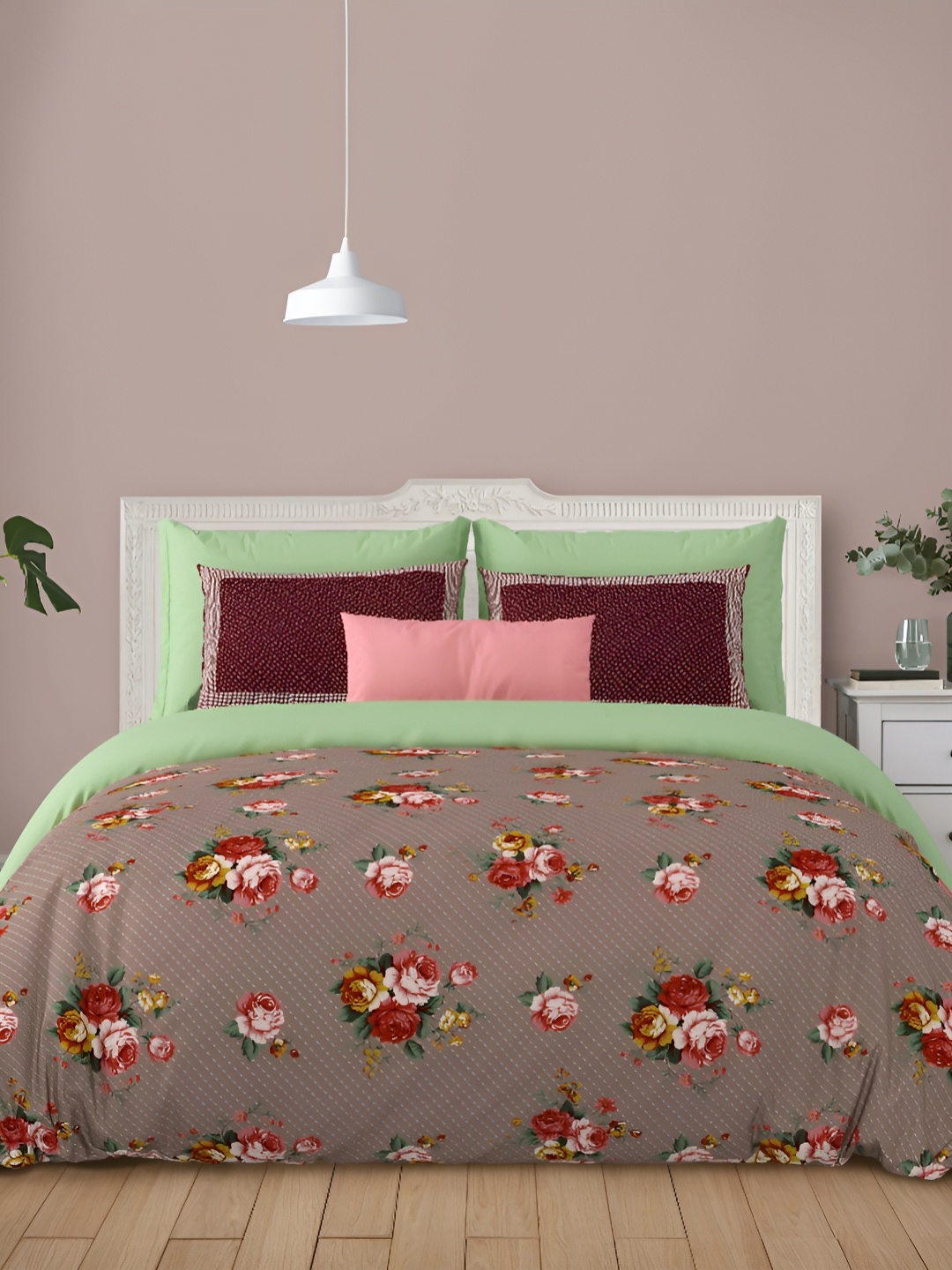 

LIVING ROOTS Super King Size Jaipur Block Print Cotton Double Bedsheet & 2 Pillow Covers, Grey