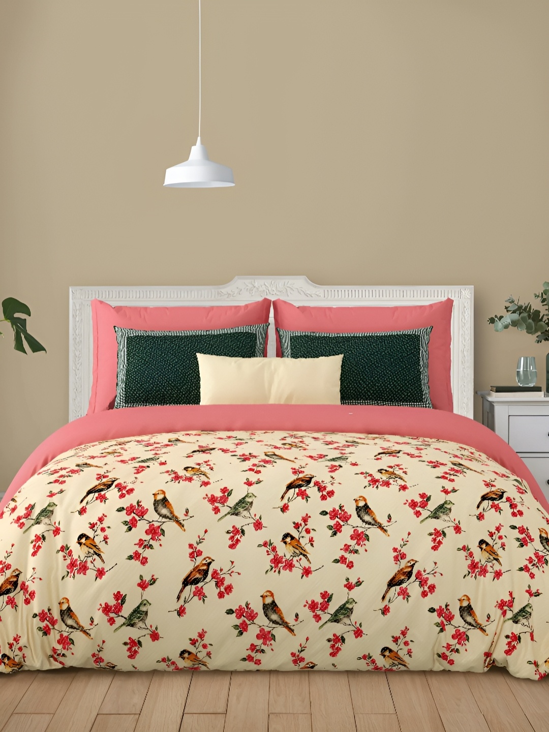 

LIVING ROOTS Super King Size Jaipur Block Print Cotton Double Bedsheet & 2 Pillow Covers, Brown
