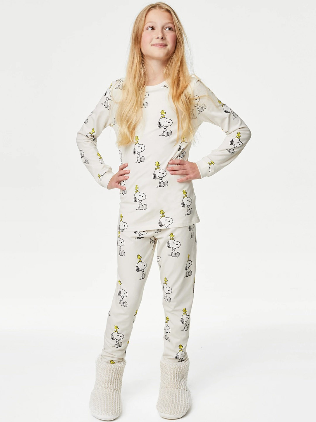 

Marks & Spencer Girls Snoopy Printed Pure Cotton Night suit, White