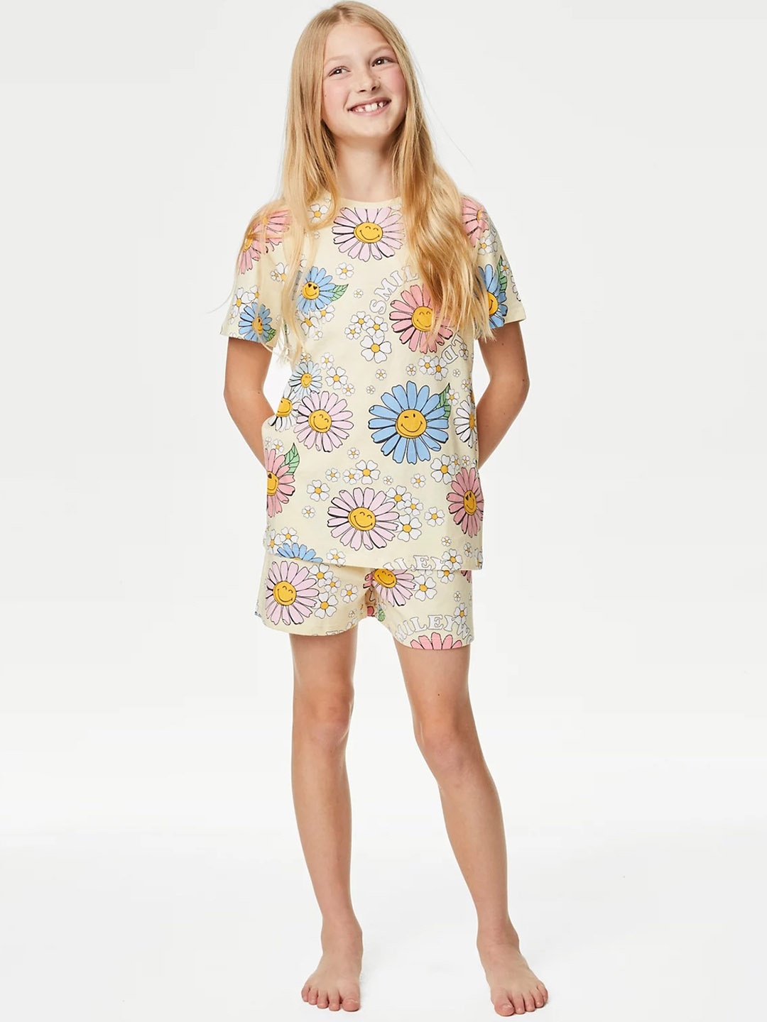 

Marks & Spencer Girls Floral Printed Pure Cotton Night suit, Cream
