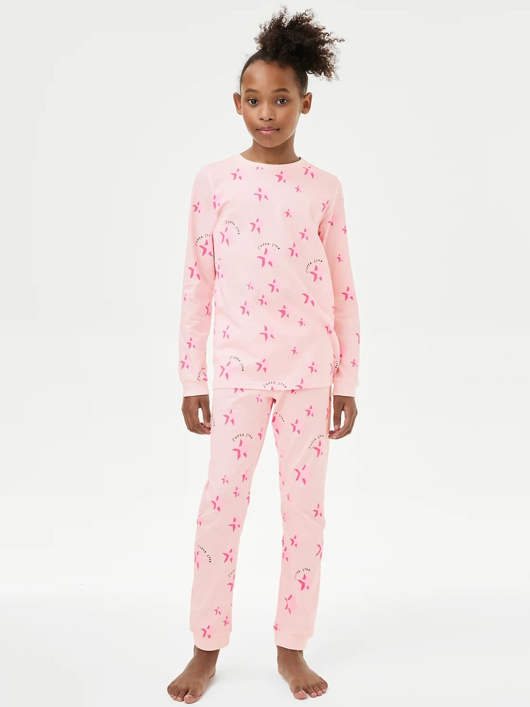 

Marks & Spencer Girls Abstract Printed Pure Cotton Night suit, Pink