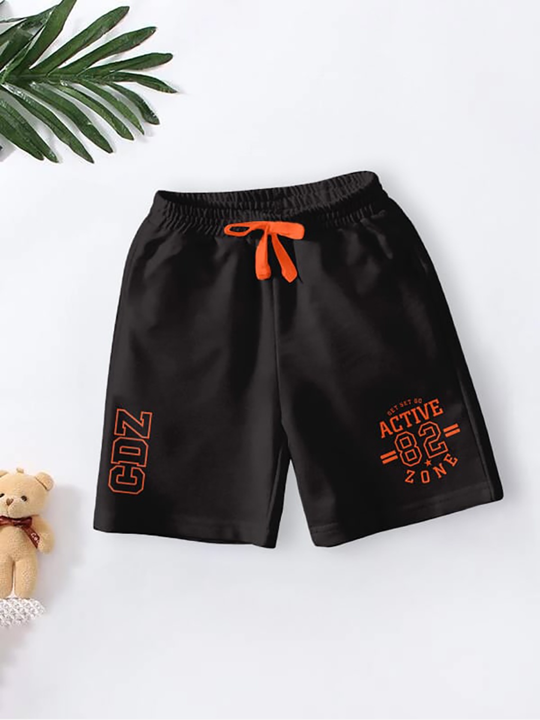 

CODEZ Boys Printed Mid-Rise Cotton Outdoor Shorts, Black