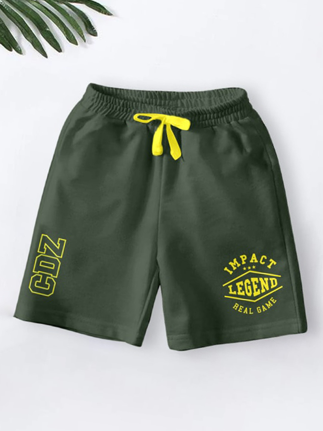 

CODEZ Boys Printed Mid-Rise Cotton Outdoor Sports Shorts, Green