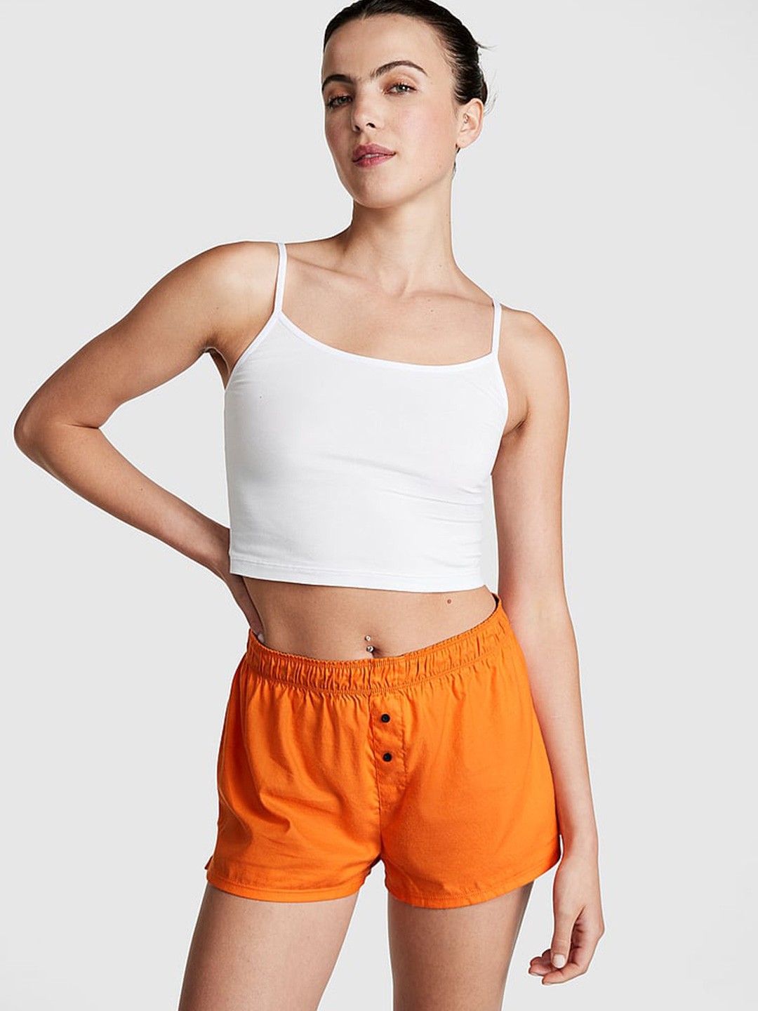 

Victoria's Secret Women Flannel Boxy Lounge Shorts, Orange