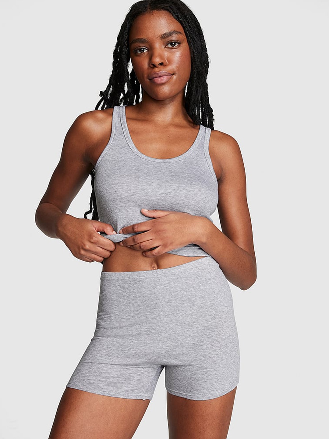 

Victoria's Secret Women Ribbed Modal Lounge Shorts, Grey