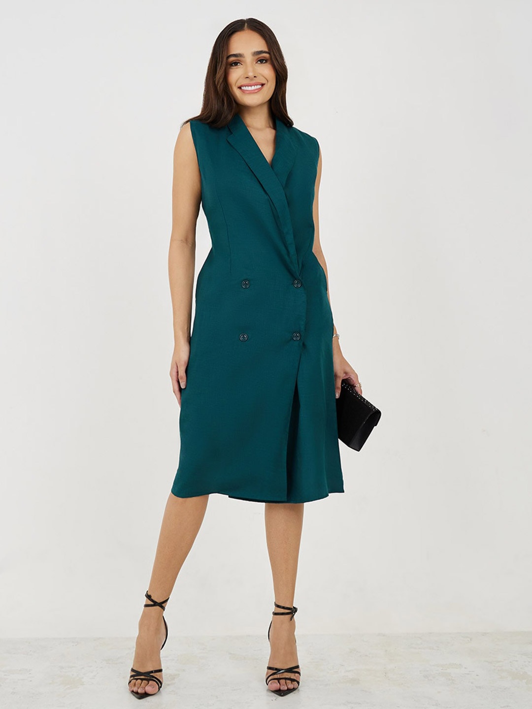 

Styli Women Blazer Midi Length Dress, Green