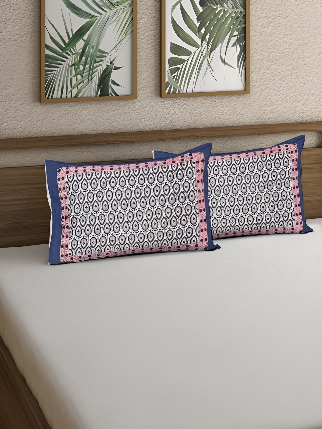 

Rajasthan Decor Purple & White 2 Pieces Abstract Pure Cotton Rectangle Pillow Covers