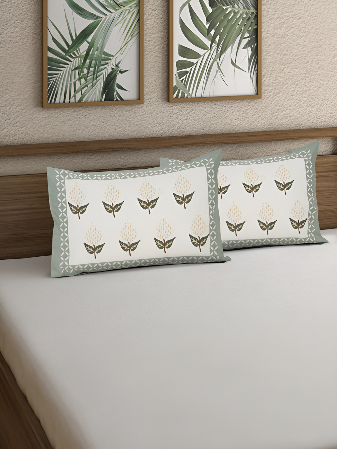 

Rajasthan Decor Off White & Grey 2 Pieces Abstract Pure Cotton Rectangle Pillow Covers