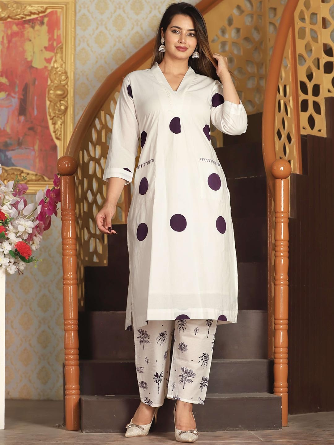 

KALINI Printed Regular Kurta with Patiala, Purple