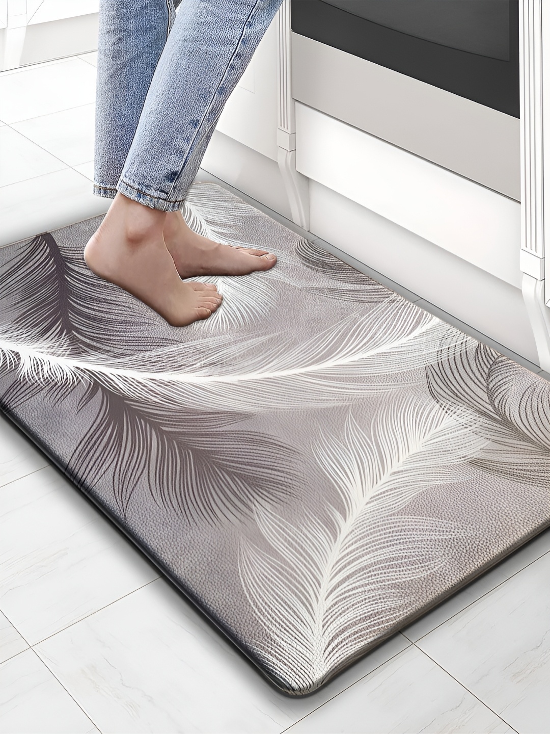 LUXEHOME INTERNATIONAL Grey Melange Waterproof Anti-Skid Doormats
