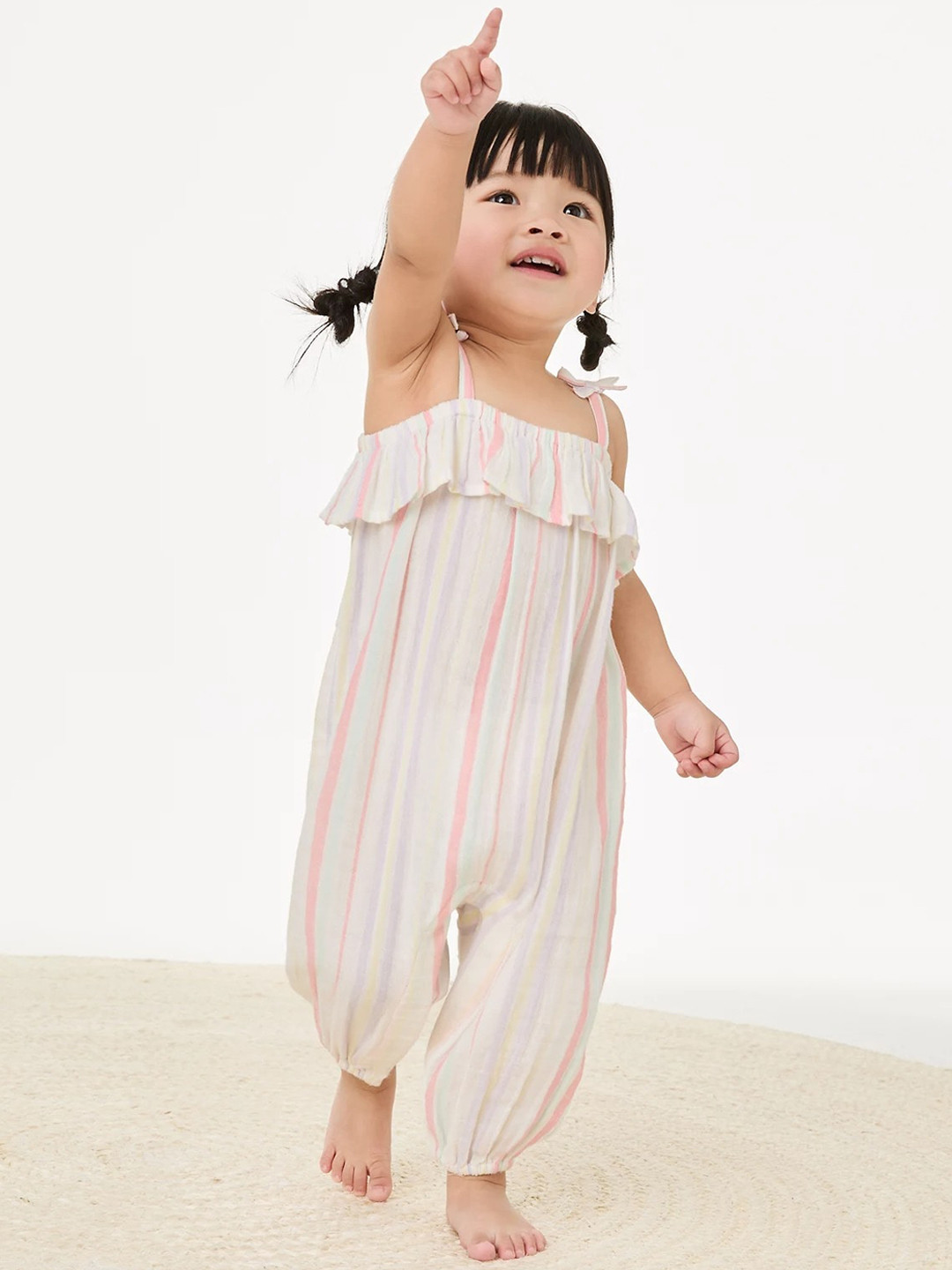 

Marks & Spencer Infant Girls Striped Pure Cotton Romper, Beige