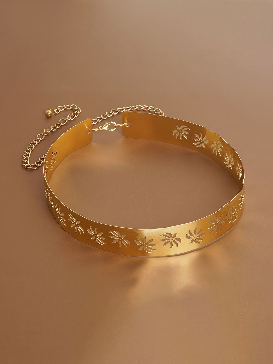 

TEEJH Women Metallic Push Pin Belt, Gold