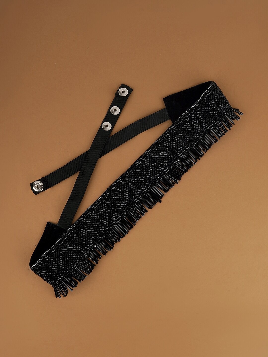 

TEEJH Women Embellished Push Pin Belt, Black