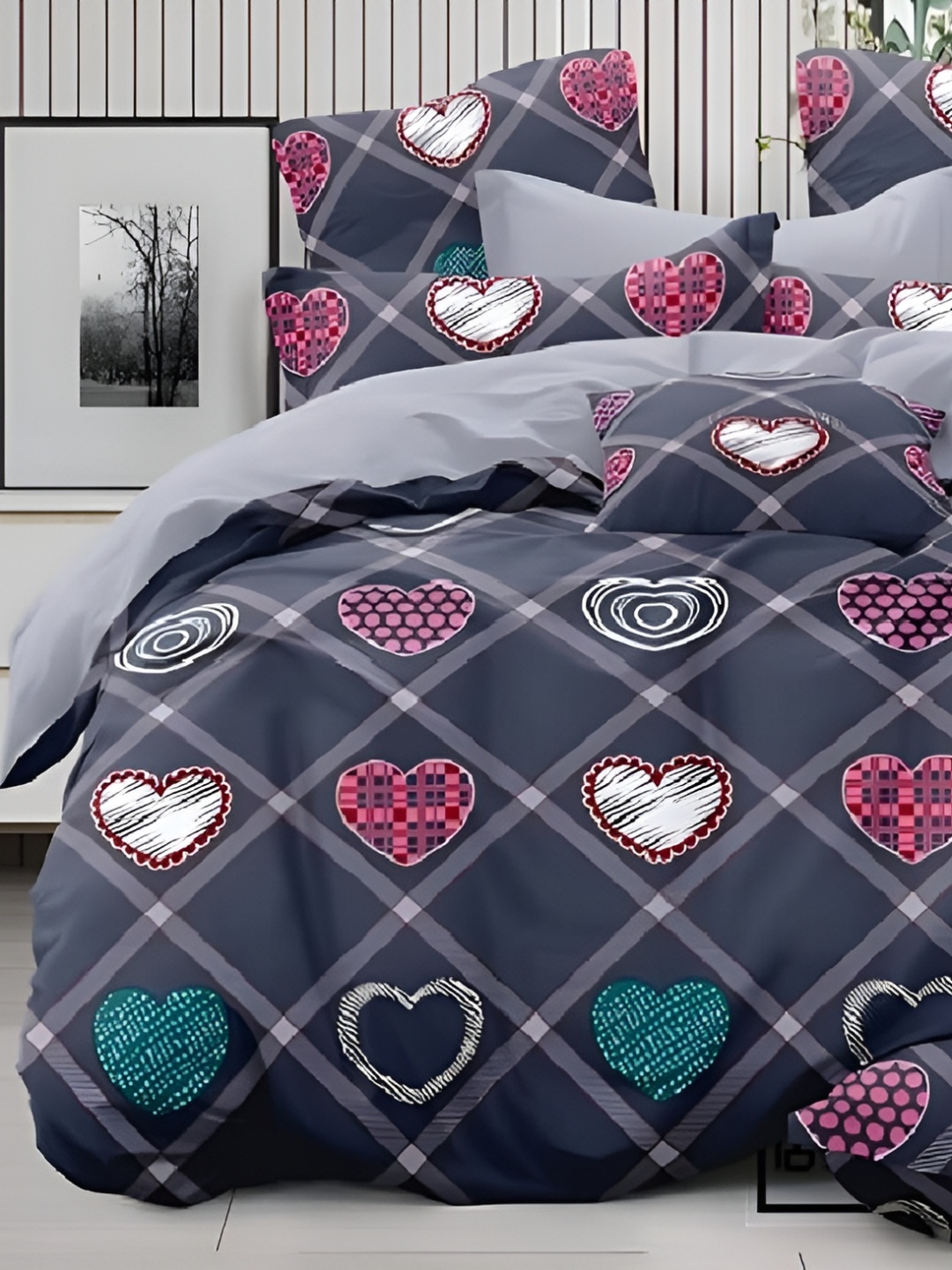 

Laying Style Grey & Pink 4 Pieces Quirky Printed Double King Bedding Set