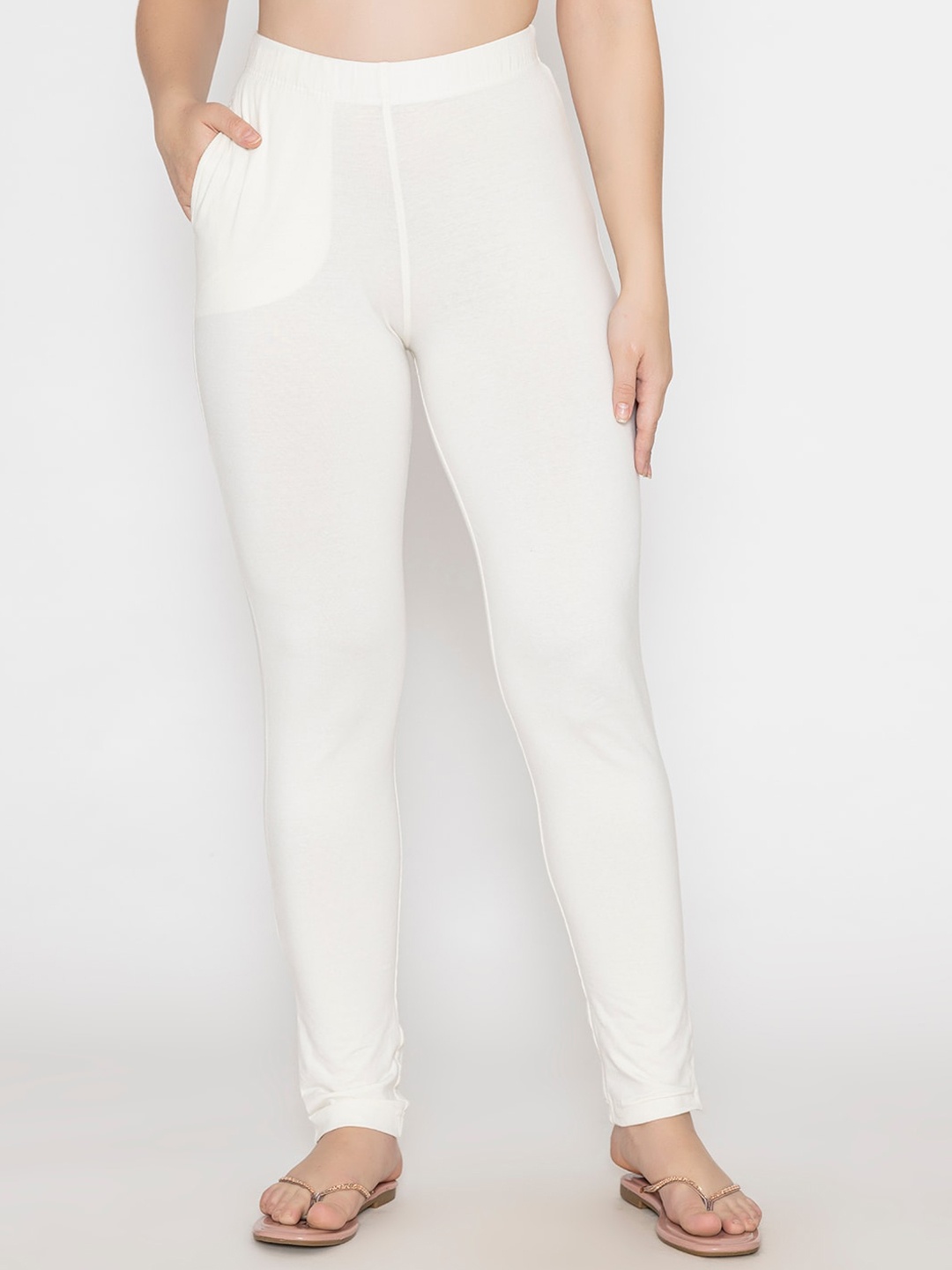 

Bonjour Ankle Length Leggings, Off white