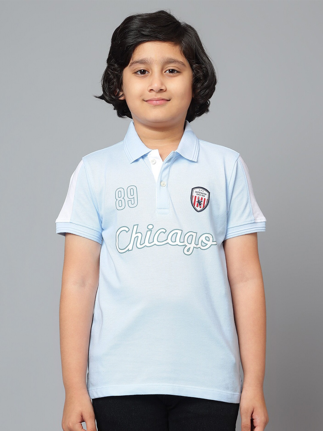 

Cantabil Boys Typography Polo Collar Short Sleeves Cotton T-shirt, Blue