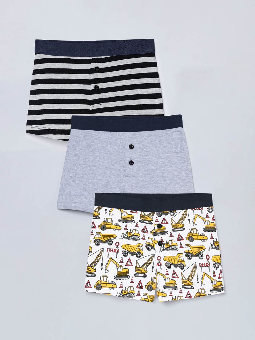 

Charm n Cherish Boys Pack Of 3 Pure Cotton Boxers bwbxo39, Grey