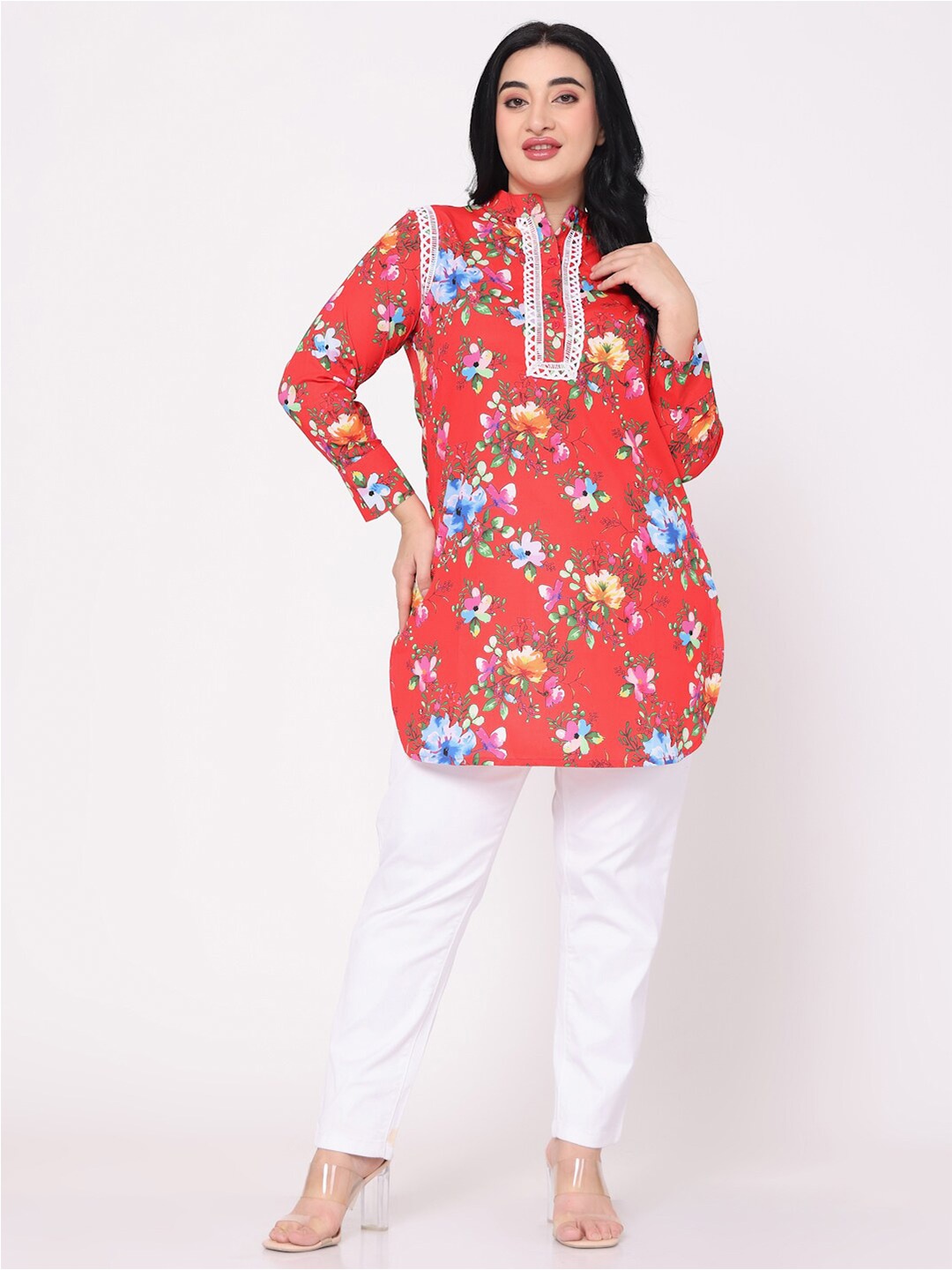 

TSM Floral Printed Kurti, Red