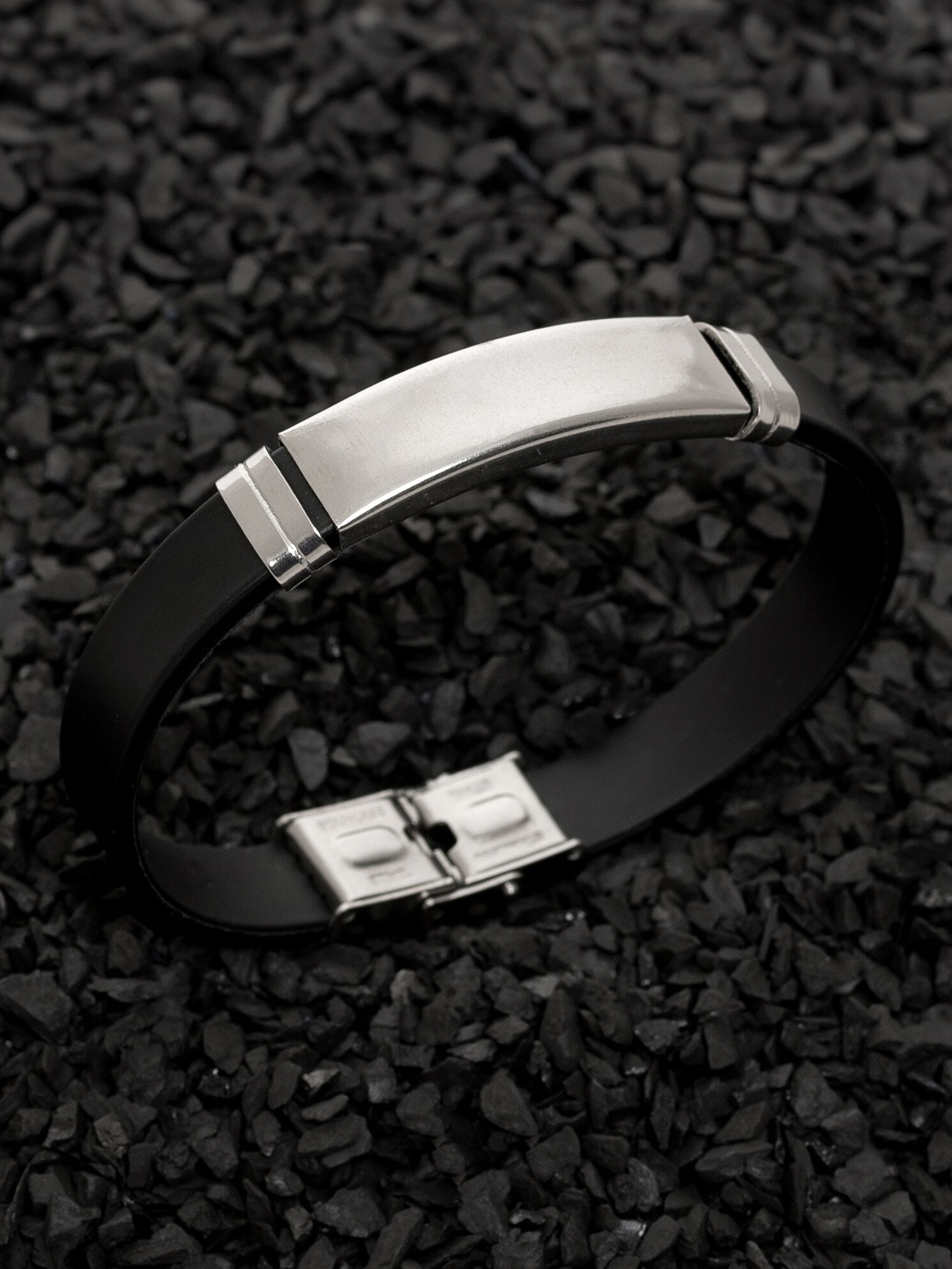 

Fashion Frill Men Leather Silver-Plated Wraparound Bracelet