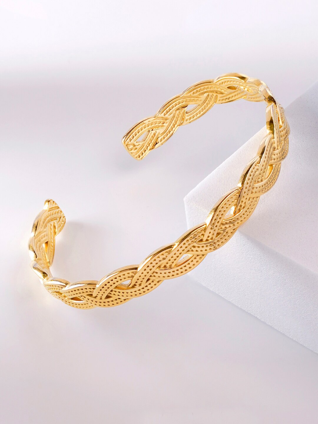 

SWASHAA 18K Gold-Plated Textured Cuff Bracelet