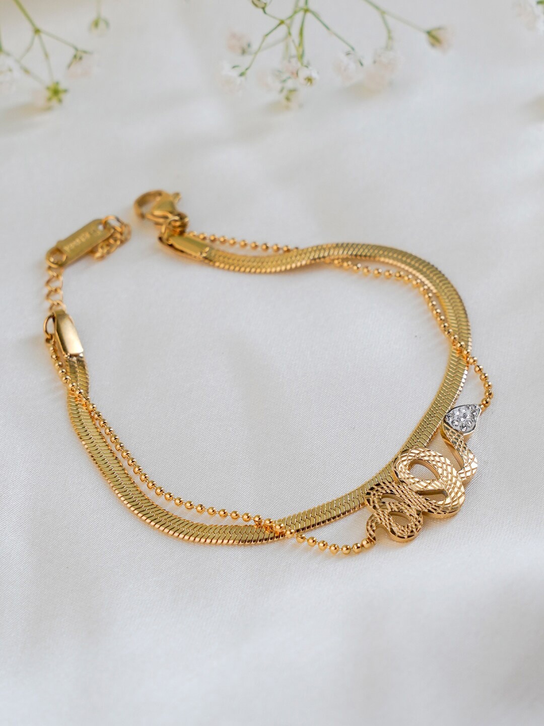 

SWASHAA 18K Gold-Plated Stone Studded Charm Bracelet