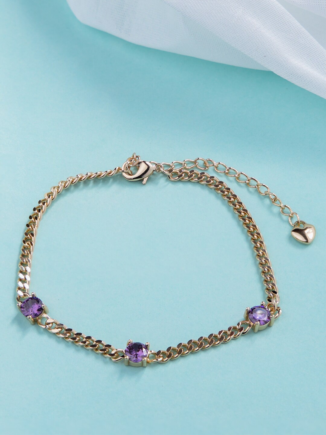 

SWASHAA Gold-Plated Stone-Studded Charm Bracelet