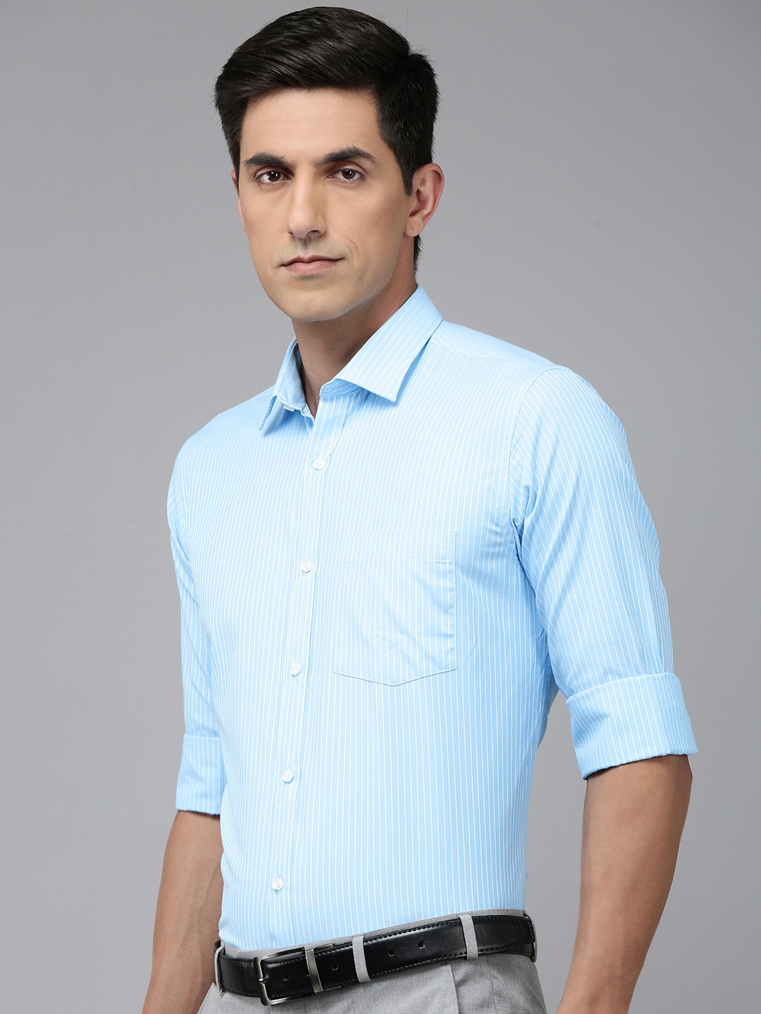 

Park Avenue Slim Fit Striped Formal Shirt, Blue