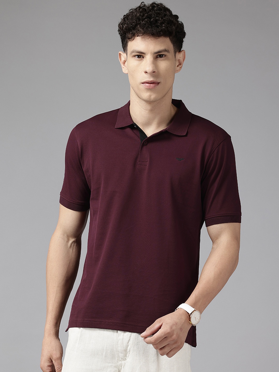 

Park Avenue Polo Collar Pure Cotton Slim Fit T-shirt, Burgundy
