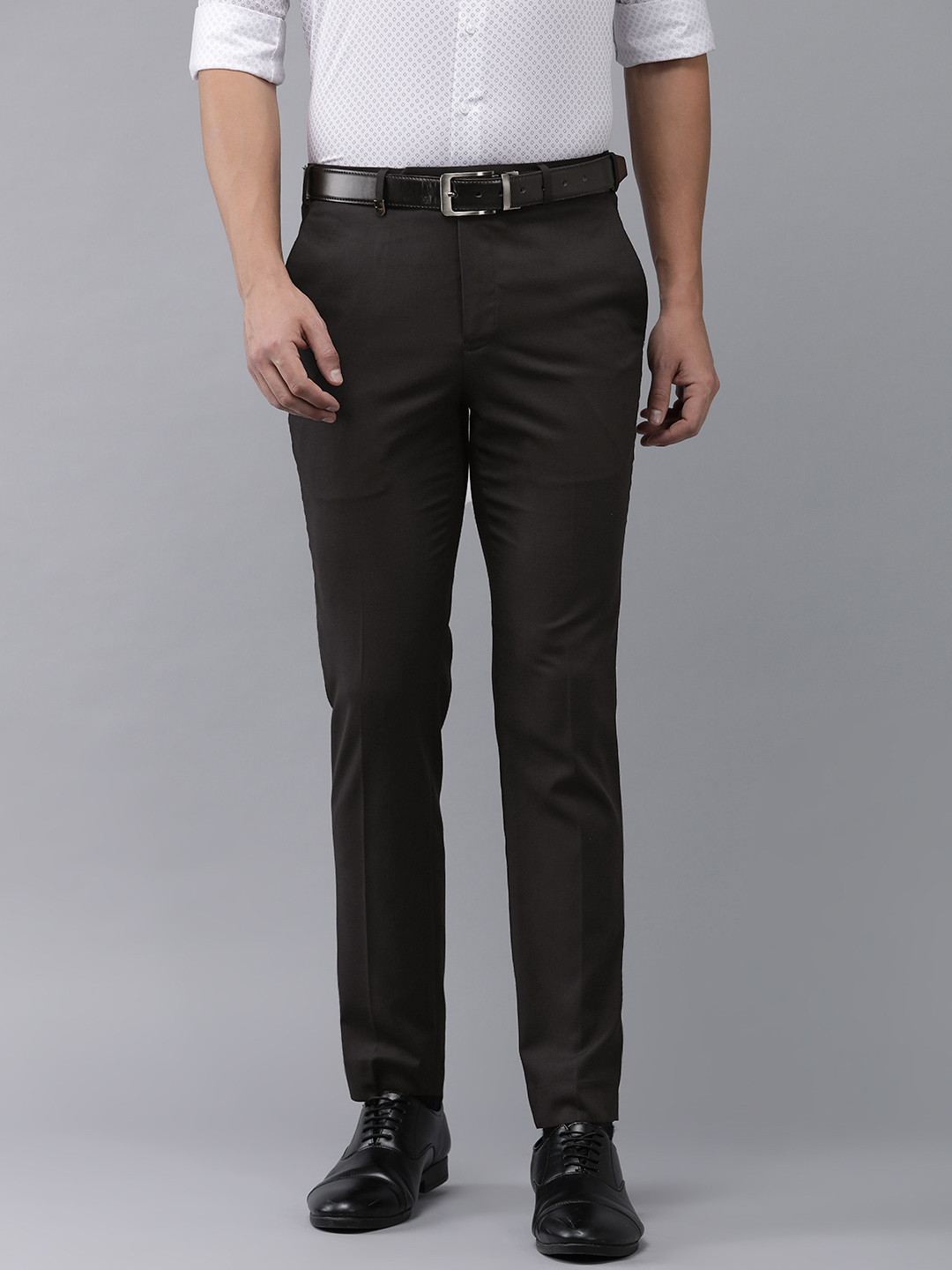 

Park Avenue Men Checked Formal Trousers, Black
