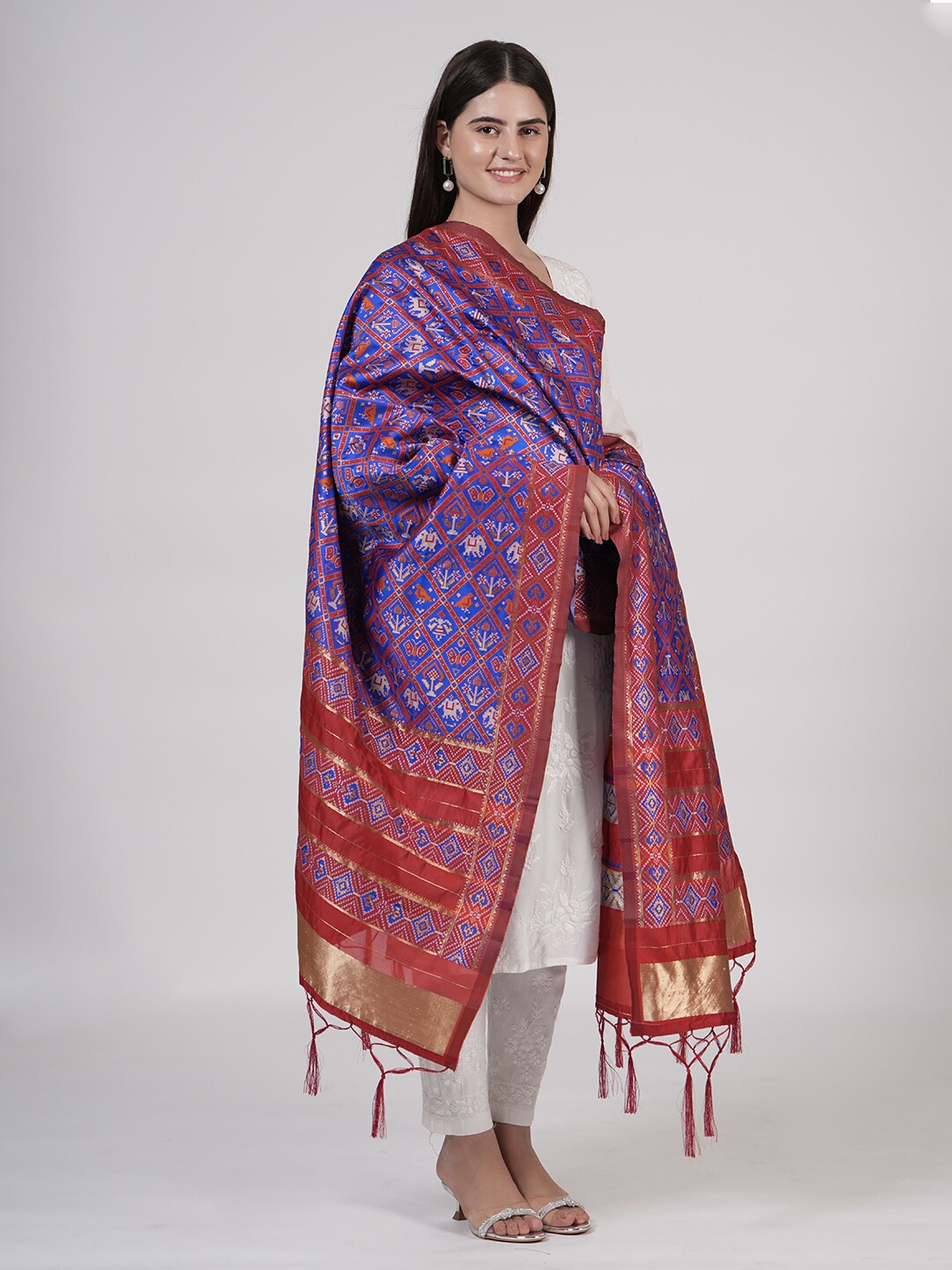 

MUFFLY Ethnic Motifs Woven Designed Dupatta, Purple