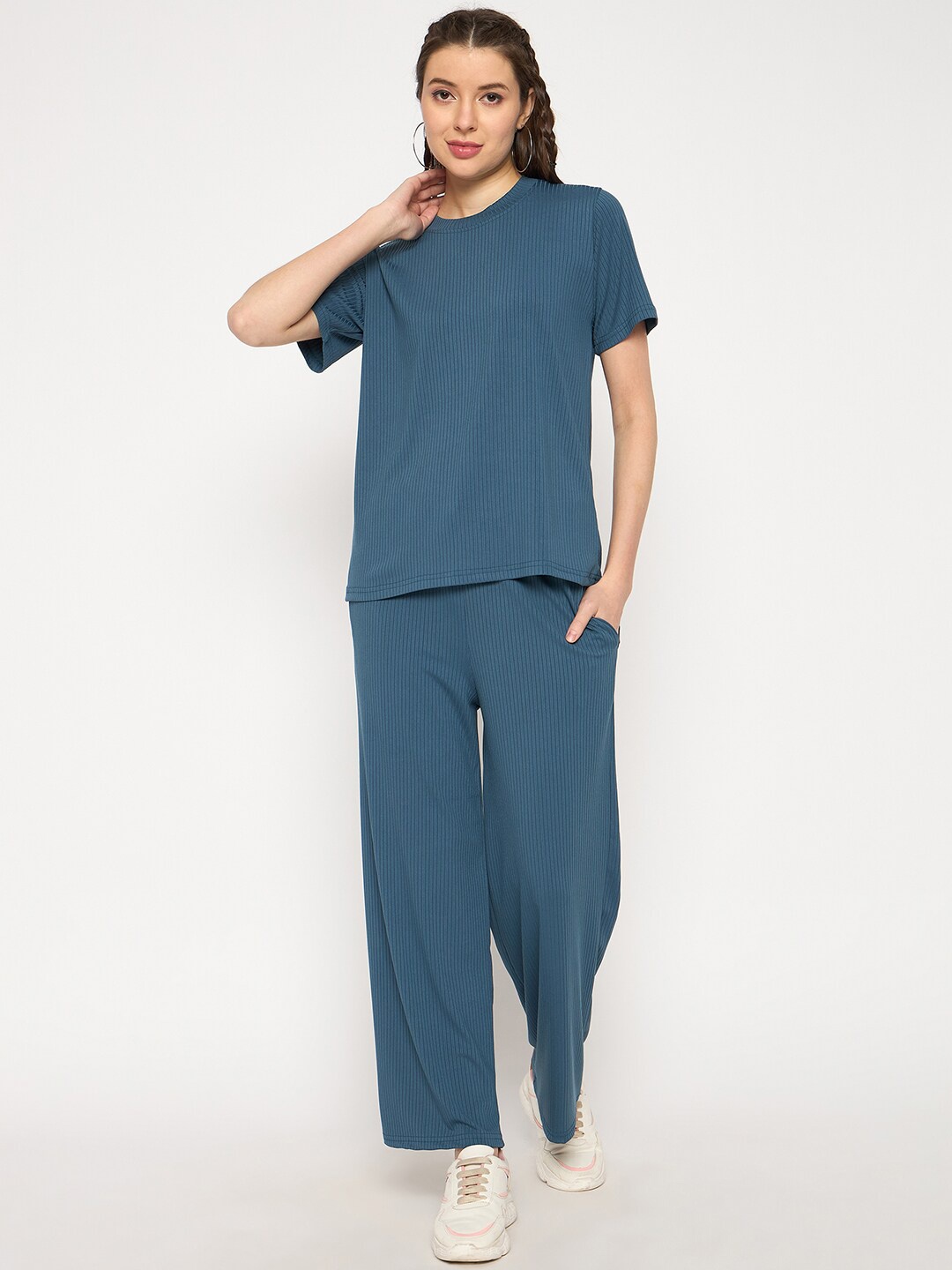 

Camey T-shirt & Trousers Co-Ord Set, Teal
