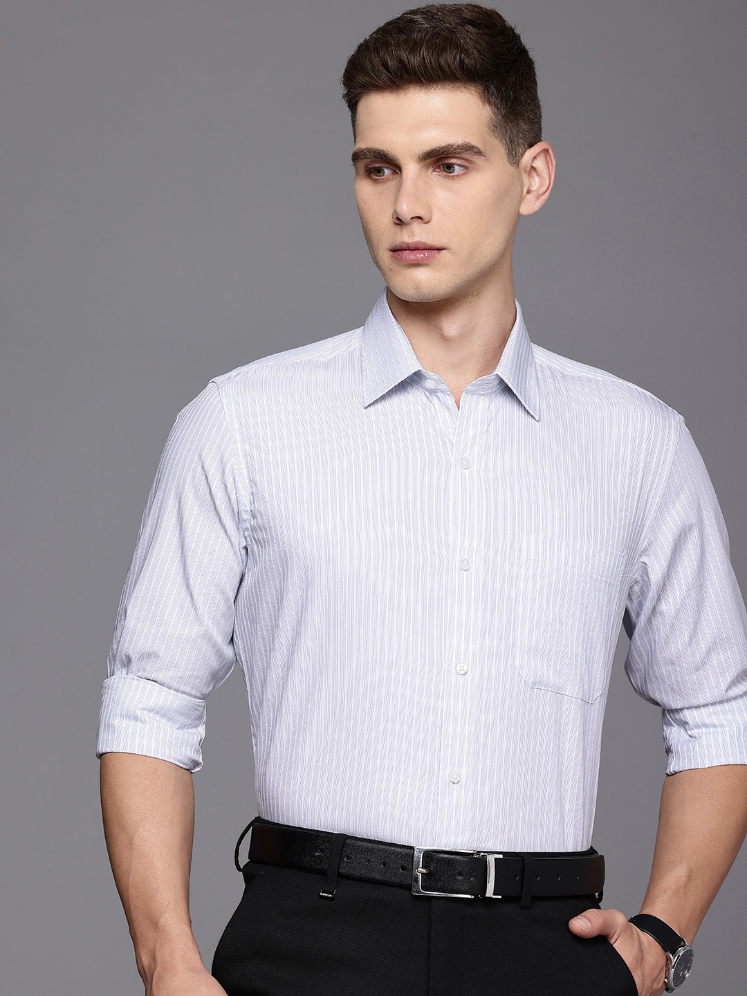 

Raymond Pure Cotton Striped Formal Shirt, Blue